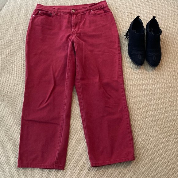 Style & Co. Denim - Style & Co. Burgundy Wide Barrel Leg Jeans 14